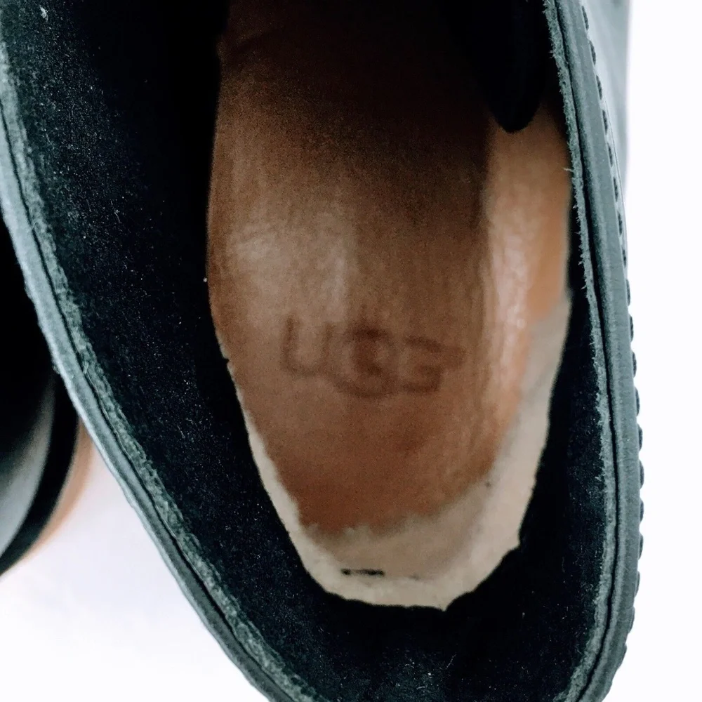 UGG Mens Chukka Boot Black Crinkled Leather Leighton Desert Shoe Crepe Sole 10.5 - Picture 10 of 13